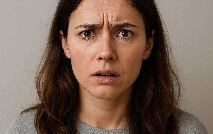 Woman looking confused while reviewing a credit report and financial paperwork on her desk, representing confusion about disputing online after hiring a credit repair company.