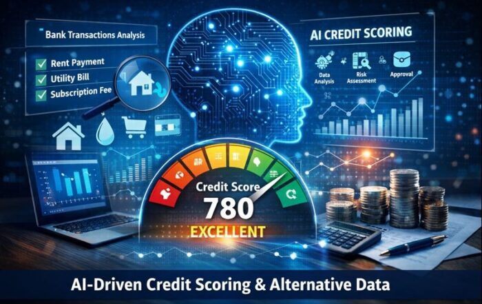 AI-driven credit scoring using alternative data such as bank transactions, rent payments, and utility bills to determine credit approvals