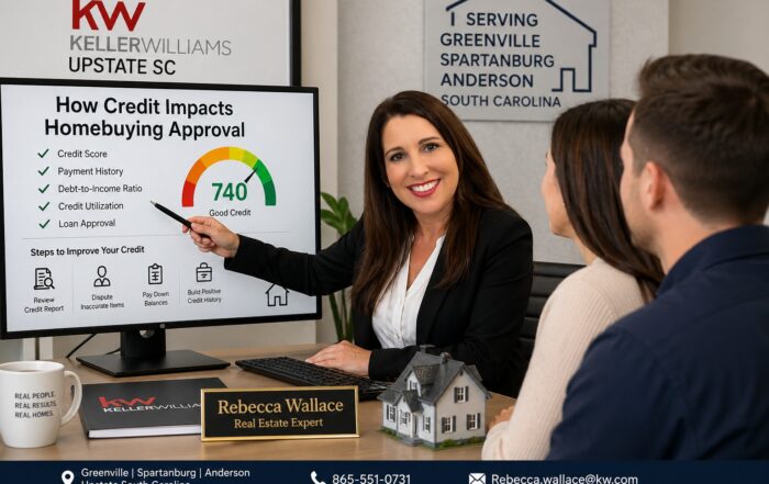 Rebecca Wallace real estate expert explaining how credit impacts homebuying approval and helping clients in Greenville Spartanburg Anderson improve credit for mortgage approval