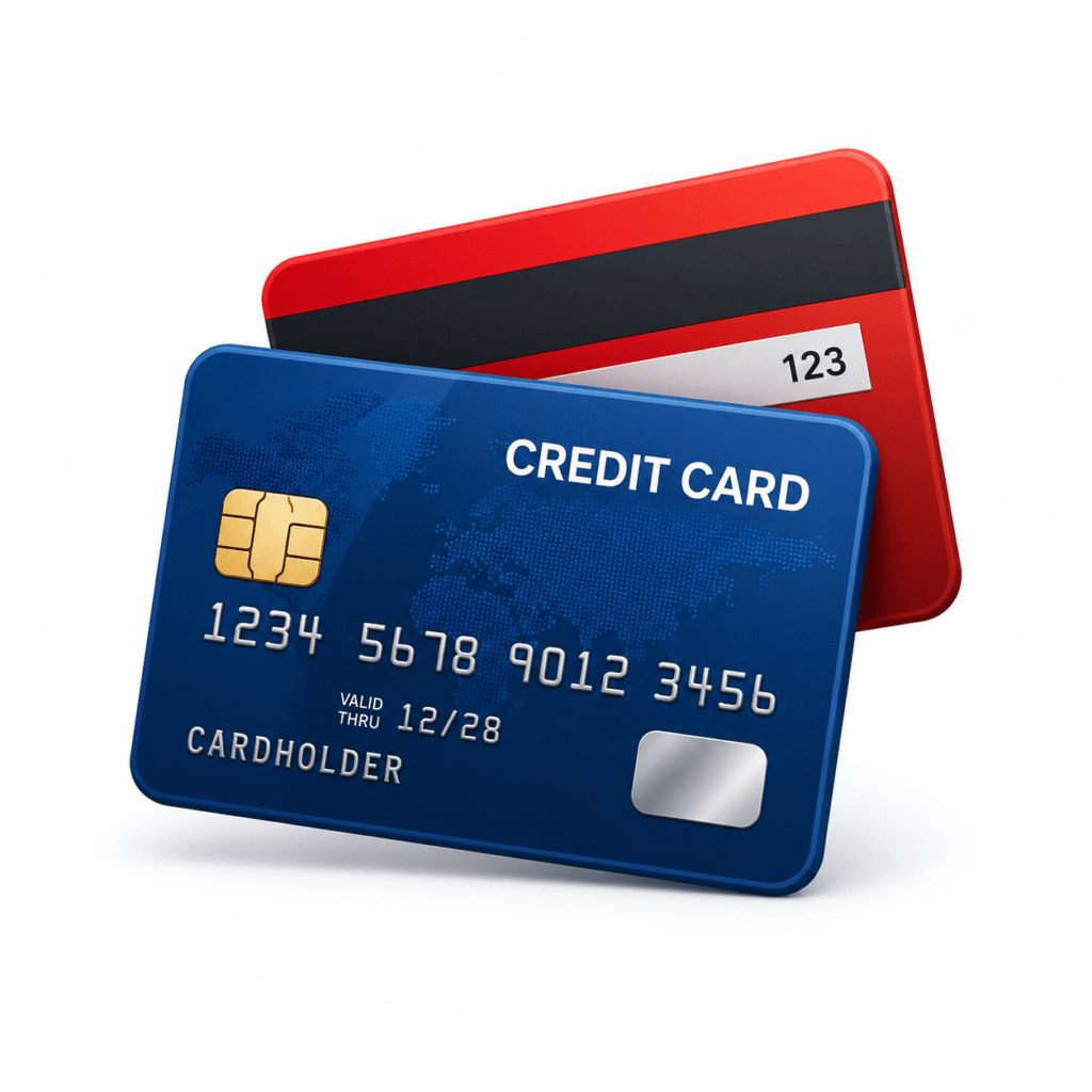 Credit cards icon representing responsible credit card use, credit building, payment history, and improving credit scores.