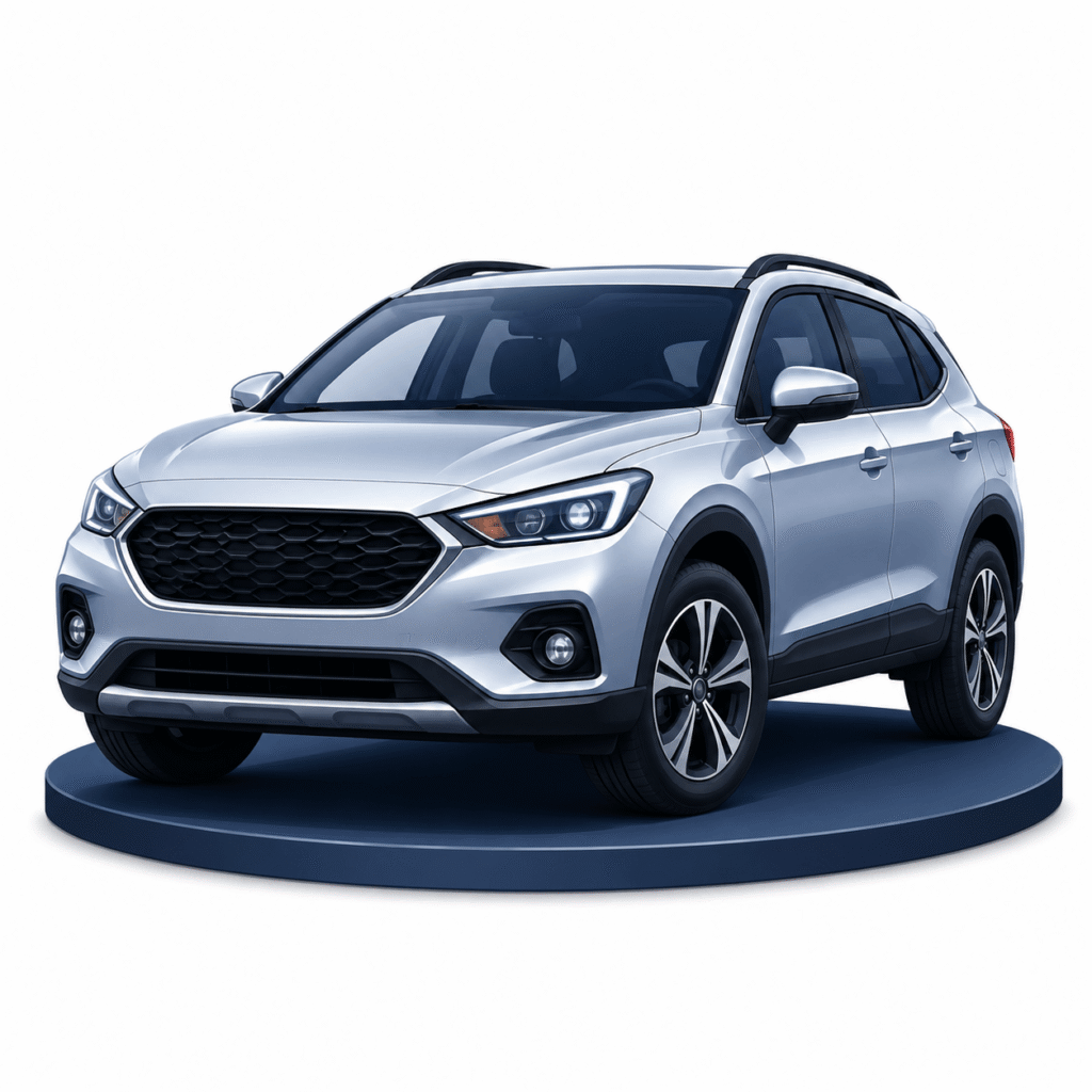 3D vehicle financing illustration showing a car with financing and auto loan concepts, representing car loans, auto financing, and credit approval.