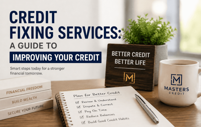 Credit fixing services guide with a better credit checklist and financial planning workspace