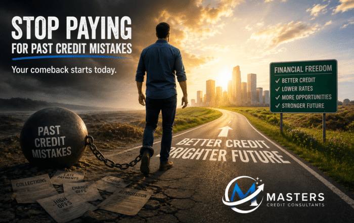 Person leaving past credit mistakes behind on the road toward better credit and financial opportunities